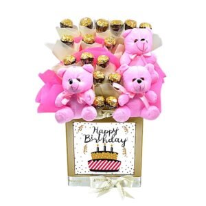 Pink Teddy-Chocolates Customized Box