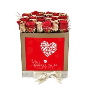 Red and Gold Roses in Box