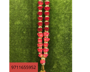 Red Rose Varmala with White Baby Breath Flowers