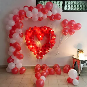 Glowing Red & White Balloon Decoration