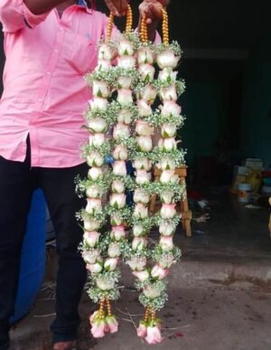 pink White Rose Garland