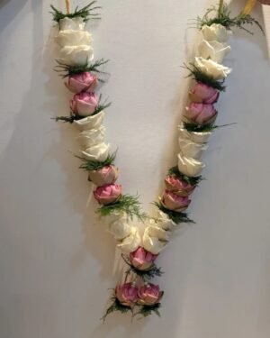 White And Pink Rose Varmala