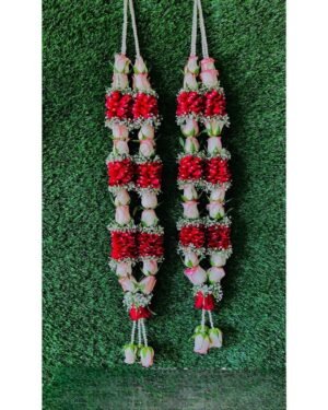 Red Rose Petals And Peach Roses Varmala